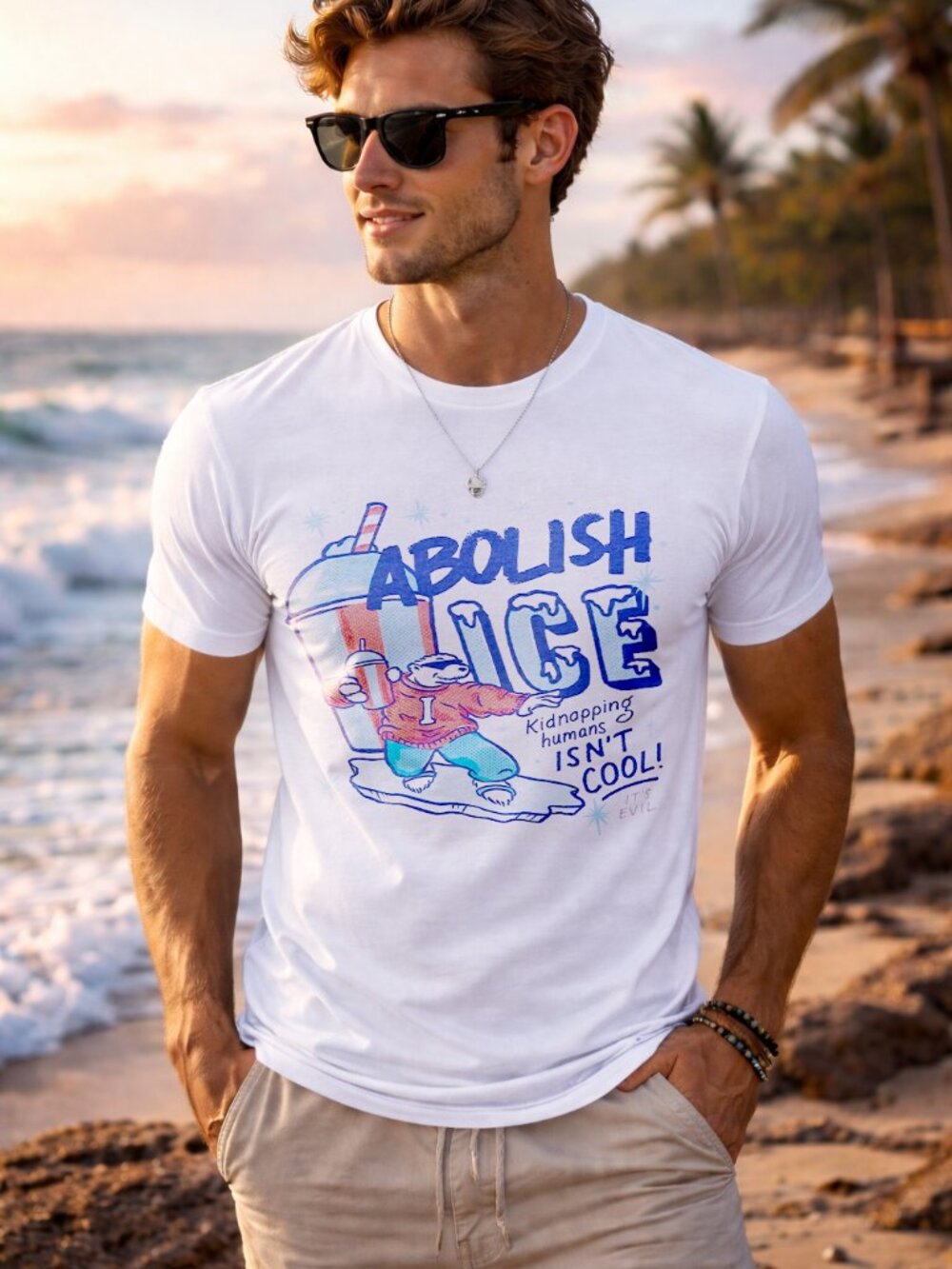 Abolish ICE Funny Graphic T-Shirt | Political Statement Tee | White Unisex Shirt